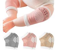 LICHUANUK 3 Paia Ginocchiere per Gattonare Neonato, con Protezione Antiscivolo in Gomma, Gattonare Ginocchiere Bambino Ausilio per Gattonare Antiscivolo, Cotone Unisex, per 1-3 anni