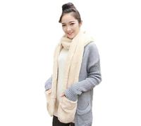 LICIAATWIG Sciarpa calda e morbida invernale da donna, scaldacollo, tasca, cappello, guanti, sciarpa con cappuccio, cappello e guanti, set da 3 pezzi