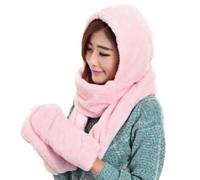 LICIAATWIG Sciarpa calda e morbida invernale da donna, scaldacollo, tasca, cappello, guanti, sciarpa con cappuccio, cappello e guanti, set da 3 pezzi