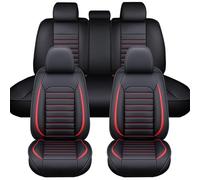 LICOME Auto Coprisedili per BMW X3 2024-2025, Set Copri-Sedili in Pelle Traspirante e Impermeabile, Fodere Anteriori e Posteriori, Accessori Auto,A Black+Red