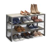 LICONG-2020 Armadietto per scarpe Scarpiera a 3 ripiani, organizer for scarpe robusto e durevole con struttura in metallo ripiano in legno, for impilabile salvaspazio for un massimo di 12 paia