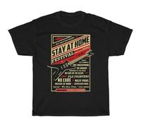 LICORICE KUMQUAT Stay At Home Festival T-Shirt Graphic Top Printed Shirt Short-Sleeve Tee Mens Black XL
