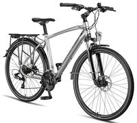 Licorne Bike - Bicicletta da trekking in alluminio, da 28 pollici, cambio a 21 marce, mountain bike, bici da cross, bici da uomo, colore argento