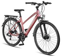 Licorne - Bike Bicicletta da trekking in alluminio, da 28 pollici, cambio a 21 marce, mountain bike, crossbike, bici da donna, colore rosa