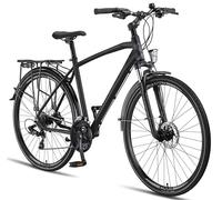 Licorne Bike Bicicletta da trekking in alluminio, da 28 pollici, con cambio a 21 marce, per mountain bike, crossbike, bici da ragazzo, ragazza, uomo e donna (da uomo, nero)
