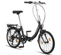 Licorne Bike Fold Premium, Bicicletta Pieghevole in Alluminio, Cambio Shimano a 6 Marce, Sistema Quick Fold, Freno a V, Nero/Antracite