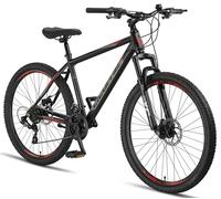 Licorne Bike Guide Premium Mountain Bike 27,5 pollici - Forcella ammortizzata MTB con freni a disco - Qualità tedesca - Per ragazzi e adulti (nero/rosso)