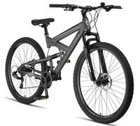 Licorne Bike - Premium Mountain Bike Strong 2D da 26, 27,5 e 29 pollici, bicicletta con freni a disco anteriori e posteriori, cambio a 21 marce, a sospensione completa (29 pollici, antracite)