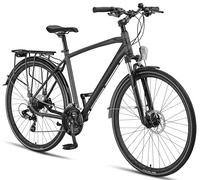Licorne Bike Premium Touring Bike da trekking in alluminio da 28 pollici, per ragazzi, ragazze, donne e uomini, cambio a 21 marce, mountain bike, crossbike (uomo, antracite)