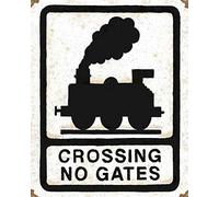 Licpact Targa in metallo con scritta "Crossing No Gates Train Railway Station Hornby", 30,5 x 20,3 cm