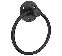 Licperron - Portasciugamani ad anello industriale, nero opaco, a tubo, da parete, per bagno, 1 pezzo
