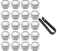 LICQIC 20 Pezzi Copridadi Ruota 19mm Copridadi Bullone Ruota, Copridadi Esagonali per Pneumatici con Set di Strumenti di Rimozione per Auto, Argento