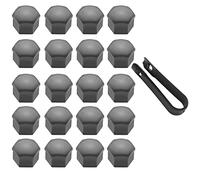 LICQIC 20 Pezzi Copridadi Ruota 21mm Copridadi Bullone Ruota, Copridadi Esagonali per Pneumatici con Set di Strumenti di Rimozione per Auto, Grigio