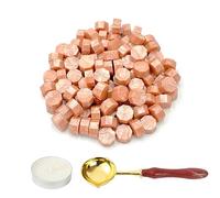 LICQIC Set di 100 Ceralacca Ottagonale con 1 Candele Bianche e 1 Cucchiaio da Fusione, Ceralacca per Sigillo di Cera