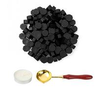 LICQIC Set di 100 Ceralacca Ottagonale con 1 Candele Bianche e 1 Cucchiaio da Fusione, Ceralacca per Sigillo di Cera