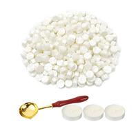 LICQIC Set di 300 Ceralacca Ottagonale con 3 Candele Bianche e 1 Cucchiaio da Fusione, Ceralacca per Sigillo di Cera