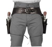Licsaliwe Cintura per Pistola da Cowboy in PU Stile Occidentale, Doppio Supporto per Revolver da Uomo, Costume Steampunk per la Festa di Cosplay di Halloween (Marrone caffè)