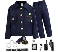 Licsaliwe Costume da agente di polizia per bambini, uniforme da gioco set con accessori realistici per il compleanno di Halloween Dress Up
