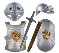Licsaliwe Costume da Cavaliere per Bambino, Set di Armatura per Bambini con Spada da Cavaliere Medievale, Scudo, Elmo e corazza, Costumi di Halloween per Bambini