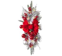 Licsaliwe Festino Natalizio con Luce, Festone Artificiale a Goccia con Palla di Bacche con Fiocco per Porte, Scale, finestre/24x12 Pollici
