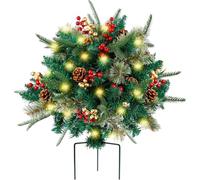 Licsaliwe Filler di Alberi di Natale Illuminato a LED, Pino Artificiale con Coni e Bacche, palo per Portico Anteriore all'aperto, Arredamento del Cortile
