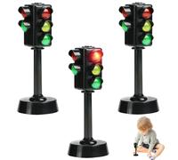 Licsaliwe Giocattolo semaforico - Mini segnali stradali 3 Pezzi da 4, 7 Pollici, LED con Suono del clacson Educazione precoce