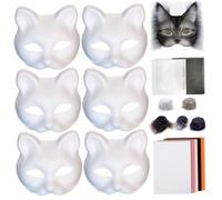 Licsaliwe Kit maschera Therian - con maschera per gatti a mezza faccia in tessuto a rete con strisce di lana, vernice fai-da-te per cosplay