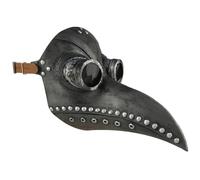 Licsaliwe Maschera da medico della peste, costume da medico della peste a naso lungo Steampunk in lattice, maschera di Halloween regolabile per cosplay di Halloween, nero+argento