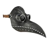 Licsaliwe Maschera da medico della peste in lattice con naso lungo, maschera di Halloween regolabile Steampunk per cosplay e feste in costume di Halloween (nero + argento)
