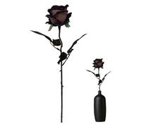 Licsaliwe Rosa nera artificiale di Halloween, rosa singola finta con stelo e fiore Real Touch