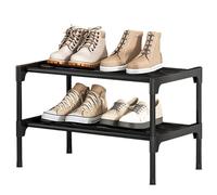 Licsaliwe Scarping verticale a 2 livelli, organizzatore di scarpe pesanti in acciaio per carbone, ruggine resistente alla conservazione del balcone del corridoio