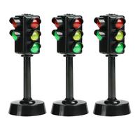 Licsaliwe Semafori Giocattolo a LED per Bambini 3 Pezzi - Mini segnali stradali Giocattolo da 4, 7 Pollici con Suono del clacson Segnali di Stop per l'educazione precoce Traffico