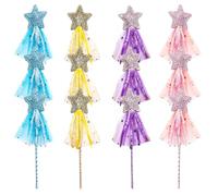 Licsaliwe Set bacchette magiche da principessa, 12 pezzi glitter con nastro a stelle lucenti per bomboniere di compleanno, matrimoni