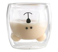 Licsaliwe Tazza da caffè in vetro orso isolato da 280 ml, doppia parete trasparente per tè al latte, idea di San Valentino