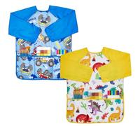 Lictin 2 grembiule da pittura per bambini, impermeabile, camicetta per bambini, grembiuli per bambini con 3 tasche, adatto per bambini da 3 a 8 anni, ideale per l'arte a scuola e la cucina