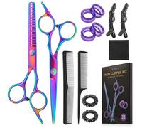 Lictin Ket Forbici Parrucchiere Professionali 13 PCS, Forbici per Capelli Dritte e Forbici per Sfoltire i Capelli in Acciaio Inox Ultra Affilato, Manico Ergonomico, Salone/Casa (Multicolore, 6.7")