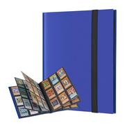 Lictin Raccoglitore Carte da Collezione di Giochi - Album Trasparente Impermeabile con 396 Tasche per Carte da Gioco, Card Binder con Guscio e Cinturino Neri, 22 Fogli, 9 Griglie per Pagina(Blu)
