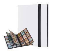 Lictin Raccoglitore Carte da Collezione di Giochi - Album Trasparente Impermeabile con 396 Tasche per Carte da Gioco, Card Binder con Guscio e Cinturino Neri, 22 Fogli, 9 Griglie per Pagina(Bianca)