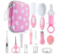 Lictin Set per la Cura del Bambino - 15 Pezzi Beauty BabyCare con cucchiaio per le orecchie con spazzola e pettine a LED, tagliaunghie e spazzolino da denti per i viaggi e l'uso quotidiano (Rosa)