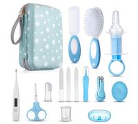 Lictin Set per la Cura del Bambino - Beauty BabyCare con cucchiaio per le orecchie con spazzola e pettine a LED, tagliaunghie e spazzolino da denti per i viaggi e l'uso quotidiano (Lago blu)