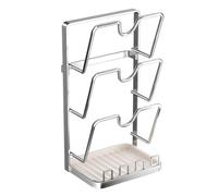 Lid Organizer - Stainless Steel Tiered Rack, Space-Saving Durable Construction, Efficient Pot Pan Storage, Easy Reach Hygienic Tray, Compact Countertop Placement | Countertop Pantry Cutting Board Spoo