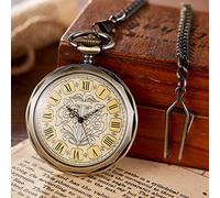 LIDCOM Orologio da scrivania in oro da uomo Regalo creativo per orologio da taschino Orologio da tavolo in rame Orologio da taschino meccanico da uomo,7