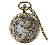 LIDCOM Orologio da taschino al quarzo con piattaforma calda Orologio da taschino completo in bronzo con collana da cacciatore, mouse
