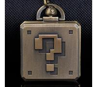 LIDCOM Orologio da taschino al quarzo Fob a forma di scatola da gioco con catena per orologio da taschino con grande punto interrogativo quadrato in bronzo per regali da uomo per ragazzi