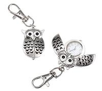 LIDCOM Simpatico gufo portachiavi catena per orologio da taschino portachiavi vintage custodia a conchiglia ora orologio animali orologi da tasca per uomo donna bambino
