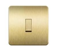 LIDER Interruttore della luce a 1 modulo, 1 via/2 vie, copertura in metallo resistente, acciaio inossidabile, 16 A, certificato UKCA, ottone spazzolato