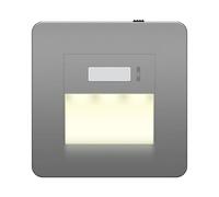 LIDER Luce guida completa con sensore di movimento PIR, nessuna terra, neutra richiesta, luce notturna automatica da parete, luminosità regolabile e ritardo temporale, finitura lucida, certificato