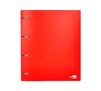Liderpapel, Cartella 4 anelli, 40 mm, cartellina con porta carte, polipropilene, formato A4, custodia in copertina per personalizzare, rosso traslucido.