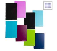 Liderpapel Quaderno a spirale a4 micro witty copertina rigida 140h 75g quadro 5 mm 5 strisce 4 fori colori assortiti