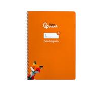 Liderpapel Quaderno a spirale A4 pautaguia copertina morbida 80h 75 gr quadro pautado 5 mm colore arancione.